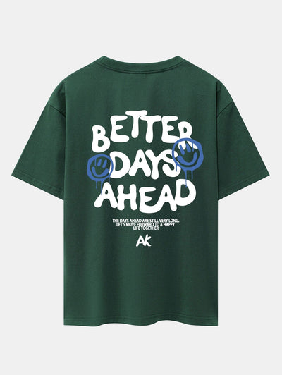 Smiley Slogan Back Print Drop Shoulder Oversize T-Shirt