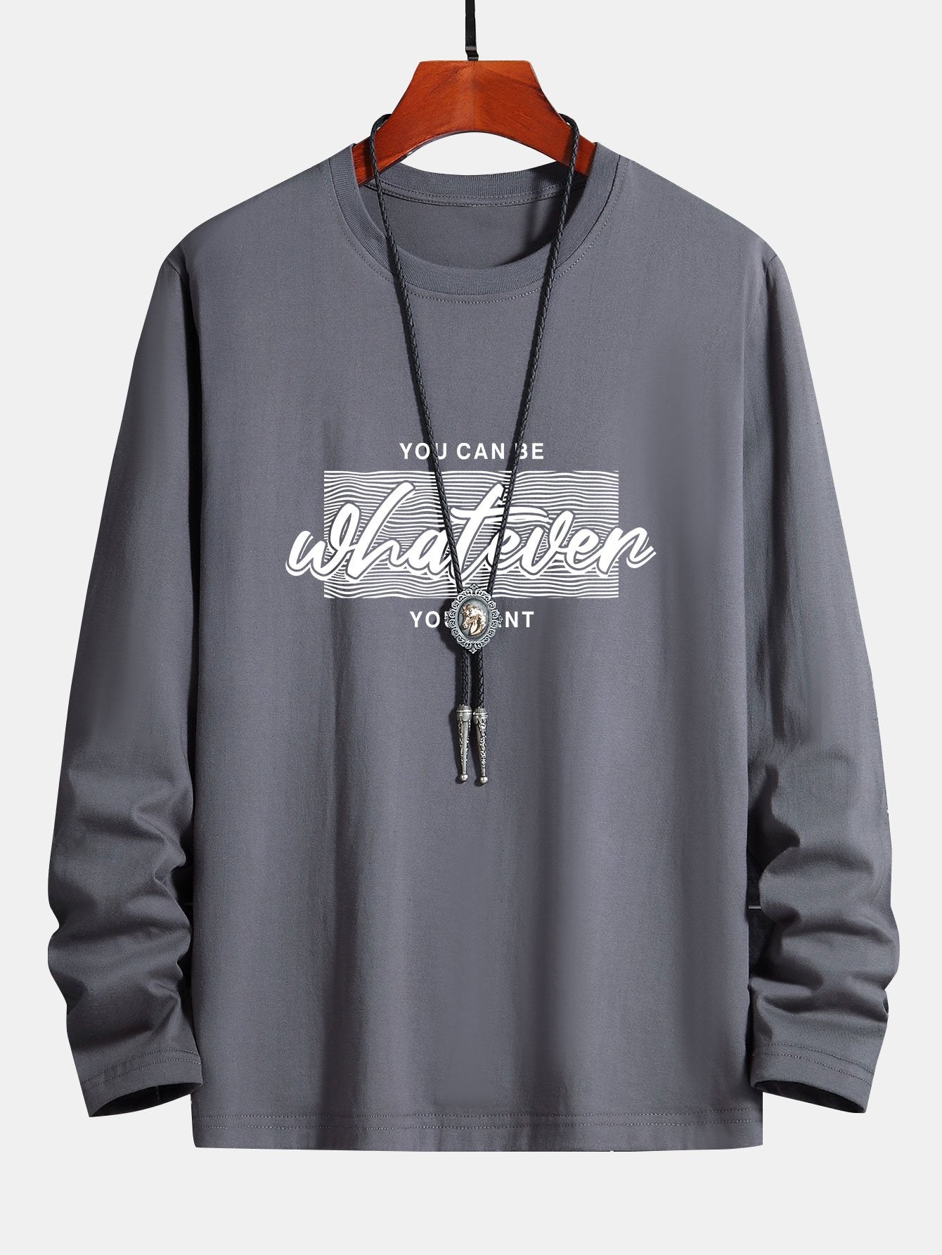 Long Sleeve Slogan Print Cotton T-Shirt