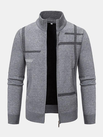 Striped Pattern Zip Sweater