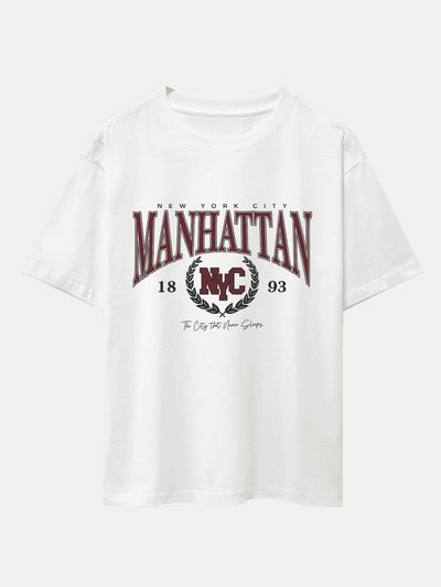 Manhattan Varsity Print Heavy Weight Oversize T-Shirt