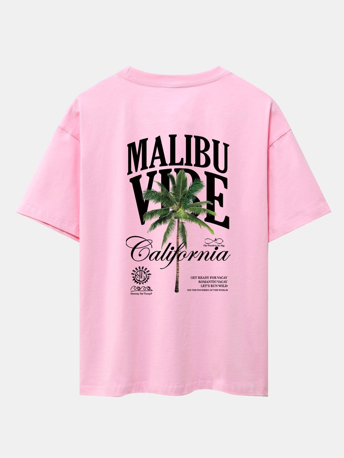 California Palm Tree Back Print Drop Shoulder Oversize T-Shirt
