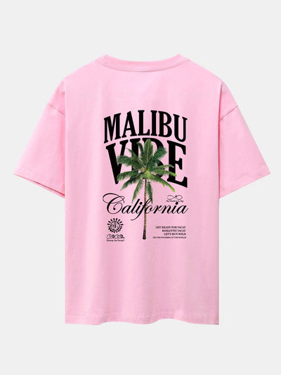 California Palm Tree Back Print Drop Shoulder Oversize T-Shirt