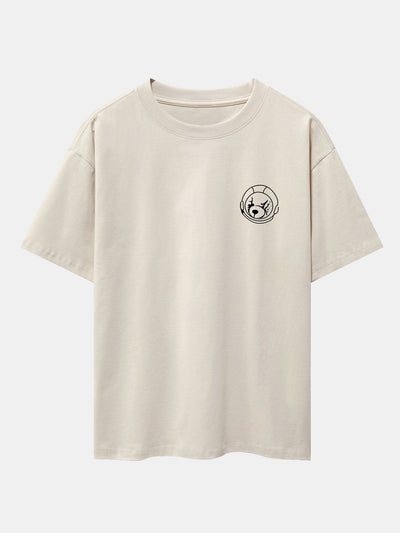 Planet Astronaut Print Drop Shoulder Oversize T-Shirt