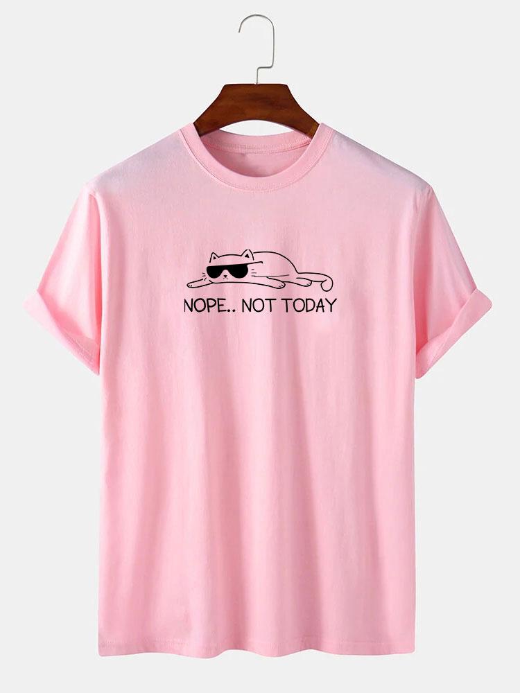Nope Not Today Cat Print T-Shirt