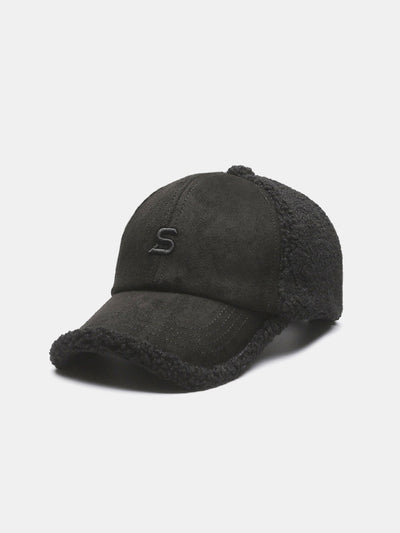 Embroidery Letter Plush Warm Baseball Cap