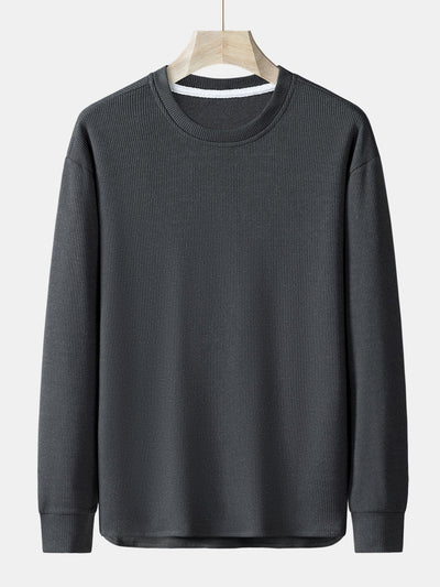 Long Sleeve Relax Fit Knit Ribbed T-Shirt
