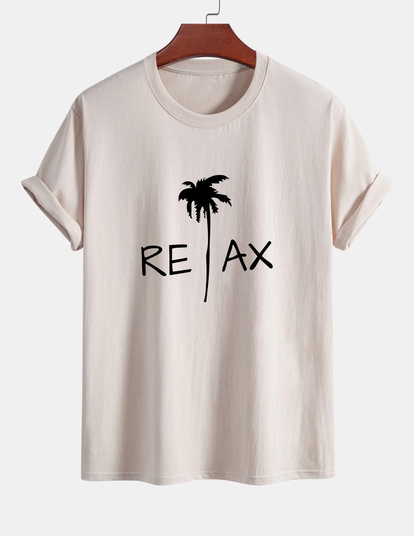 Regular Fit Relax Palm Tree Print Cotton T-Shirt