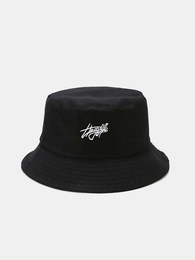 Double Side Reversible Slogan Pattern Bucket Hat