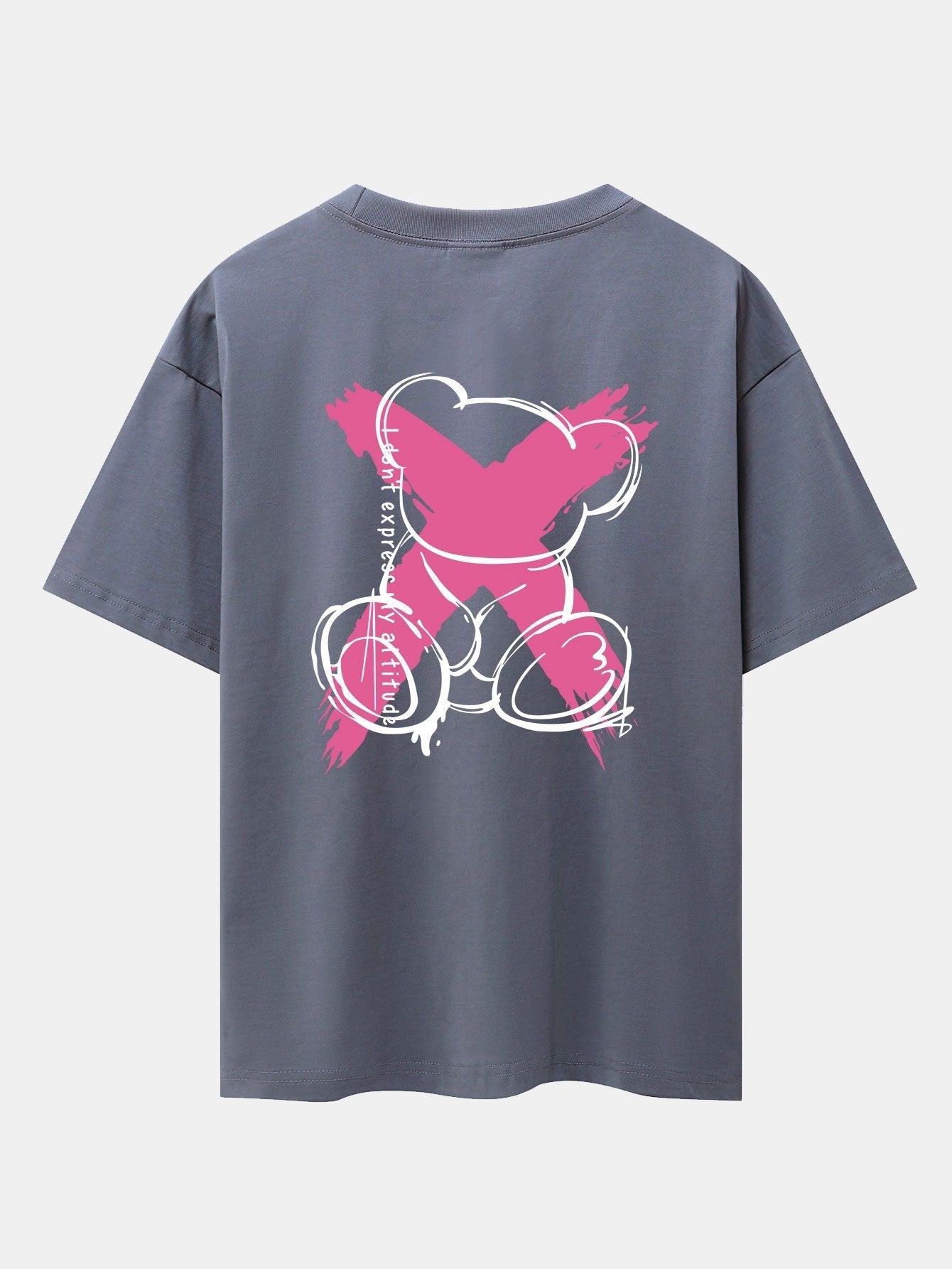 Graffiti Bear Print Drop Shoulder Oversize T-Shirt