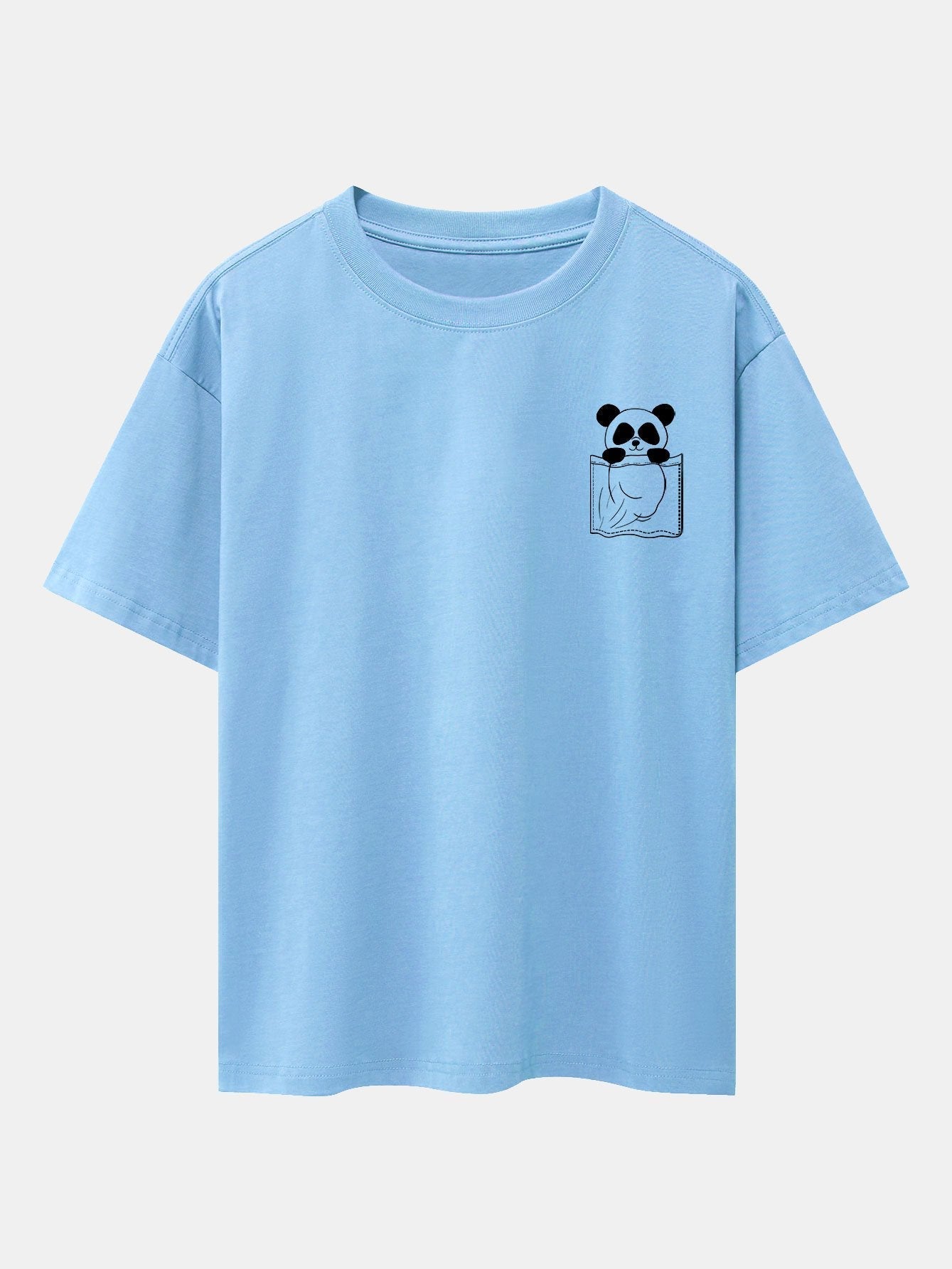 Pocket Panda Print Drop Shoulder Oversize T-Shirt