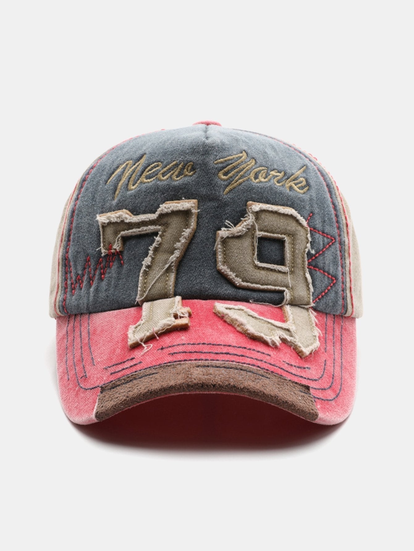 New York 79 Embroidery Washed Distressed Baseball Cap