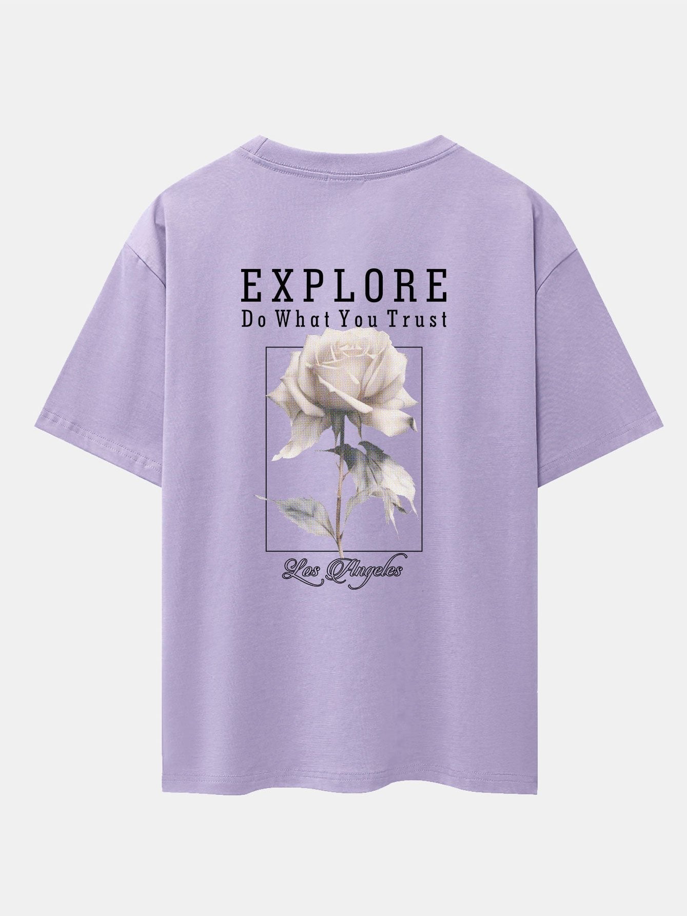 Rose Slogan Back Print Drop Shoulder Oversize T-Shirt