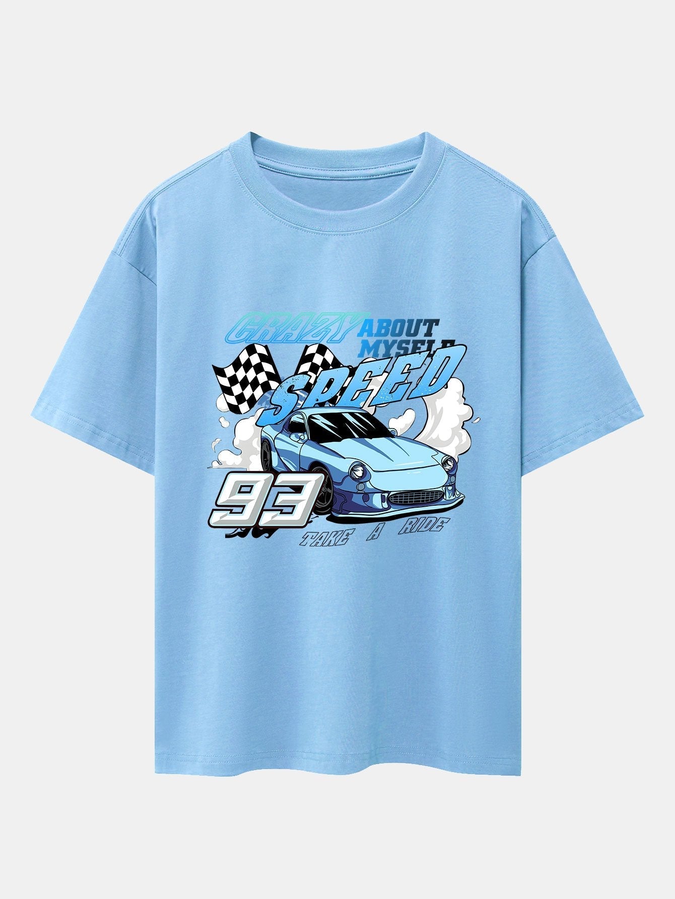 Crazy Speed Car Print Drop Shoulder Oversize T-Shirt