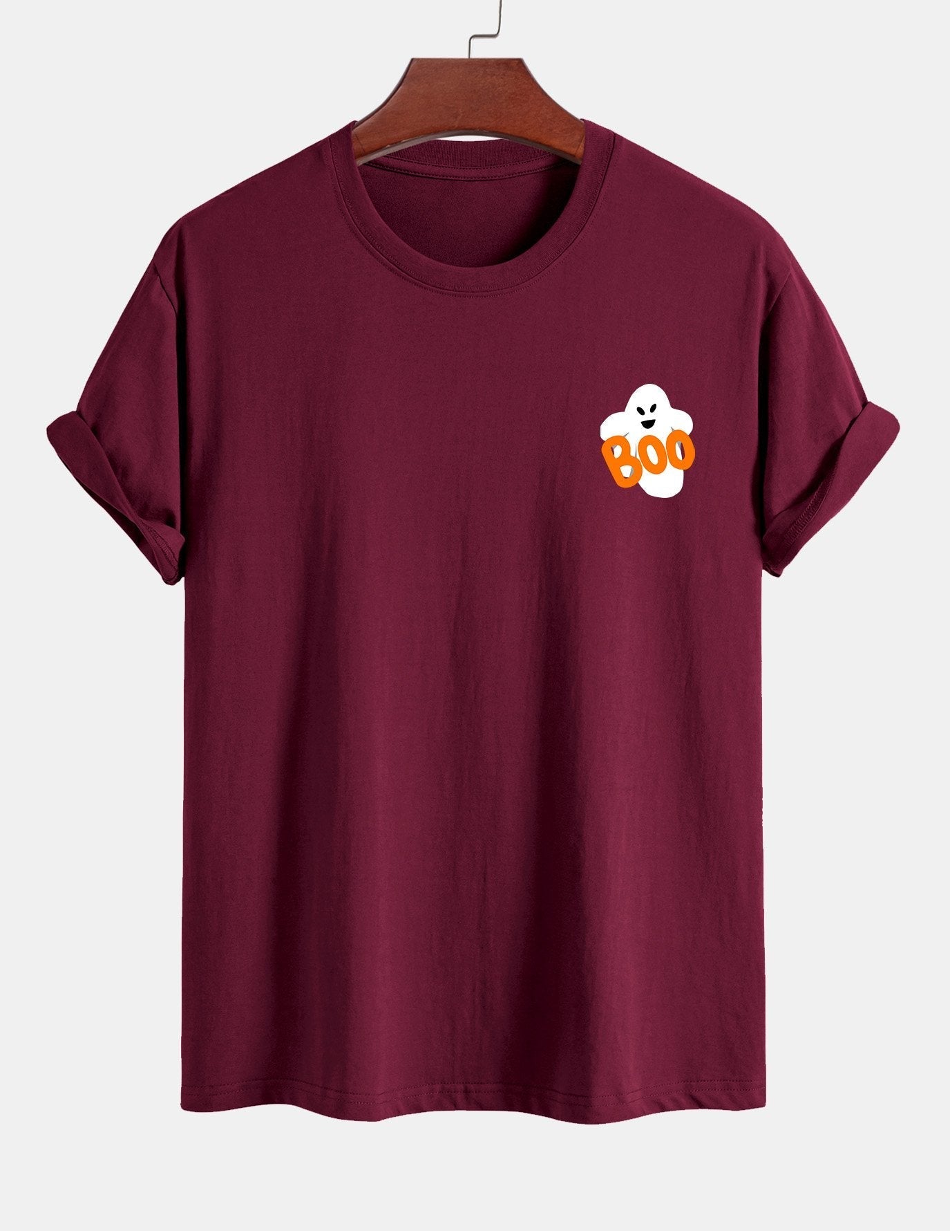 Regular Fit Boo Ghost Print Cotton T-Shirt