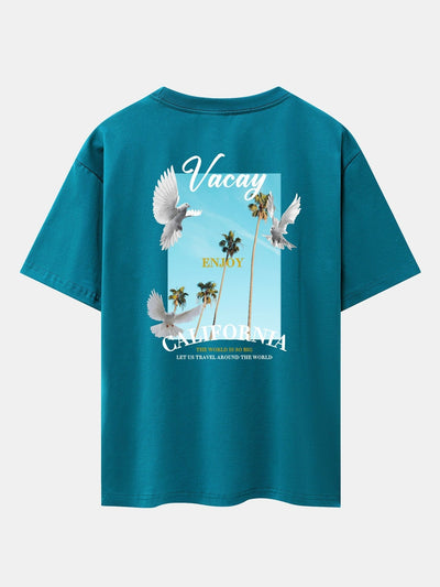 California Dove Back Print Drop Shoulder Oversize T-Shirt