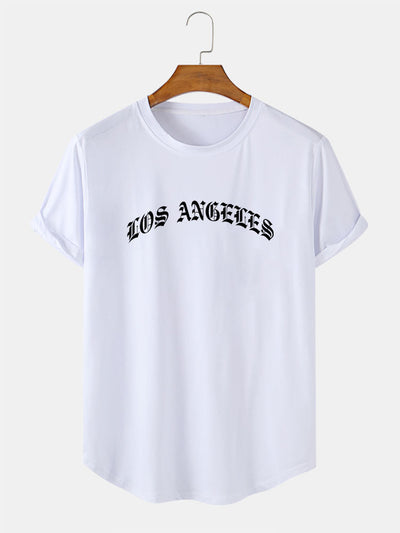 Los Angeles Letter Print Arc Hem T-Shirt